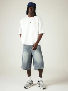 SUMWON Boxy T-Shirt With Tropical Island Back Graphic Print Crew Neck Summer Short Sleeve Tee - White - View 3