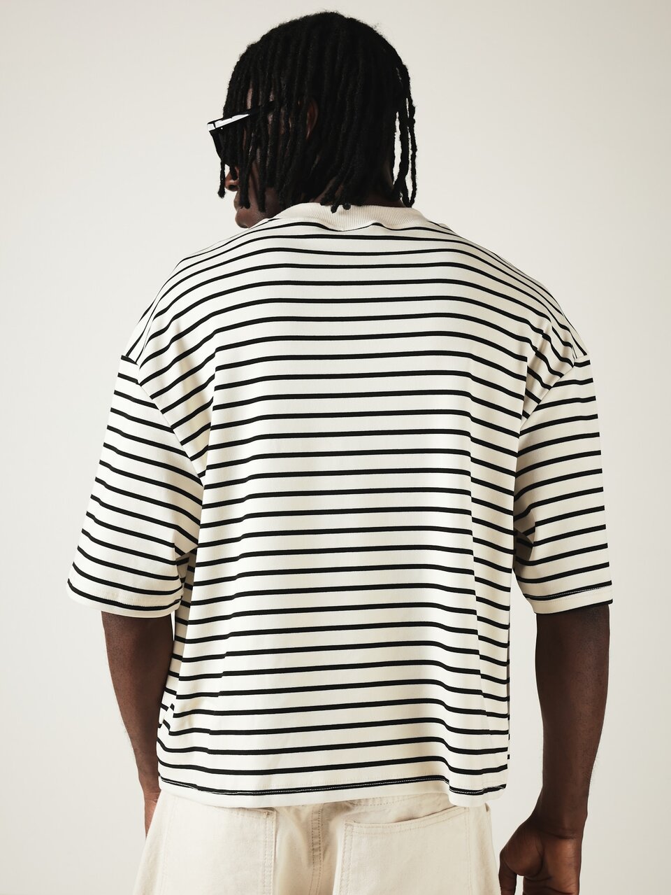 Oversized Boxy Fit Striped Crew Neck T-Shirt Short Sleeve Casual Summer Essential