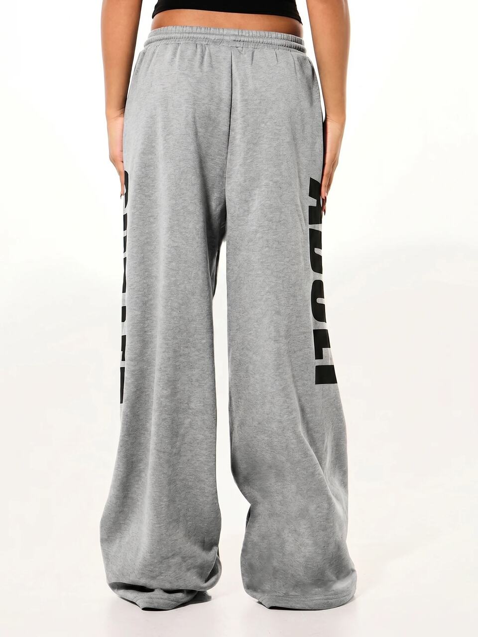 SUMWON Wide Leg Sweatpants With Bold Vertical Graphic Print