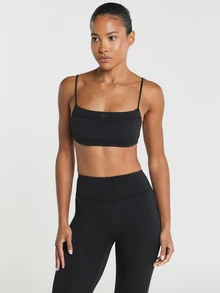 11SKNDS Strappy Scoop Neck Sports Bra With Adjustable Spaghetti Straps, Sleek Minimalist Design For Yoga Pilates And Wear With Sweat-Wicking, Stretchy, Breathable, Buttery-Soft, Low Impact Support & Removable Cups, For Gym Workout Fitness Studio, Running, Training & Hy-Rox - Black - View 3