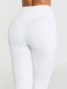 11SKNDS Högmidjade långa leggings med slät komprimerande passform för vardagligt avslappnat bruk, fukttransporterande, stretchiga, smörmjuka, med magkontroll, skulpterande passform och rumplyft, för gym, träning, fitness, yoga, pilatesstudio, löpning, träning och Hy-Rox - Vitt - Visa 5