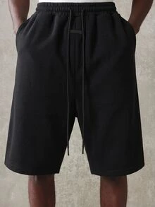 SUMWON Essential Boxy Fit ärmelloses Rundhals-Tanktop Co-Ord Set mit lockeren Kordelzug-Shorts Sommer Lässig Streetwear - Schwarz - Übersicht 6