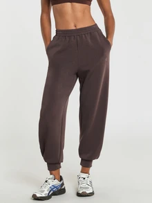11SKNDS Relaxed Fit Jogger Sweatpants With Elastic Waistband And Ribbed Cuffed Ankles, Side Pockets, Cozy Fleece-Feel Everyday Casual Lounge Pants - Brown - View 4