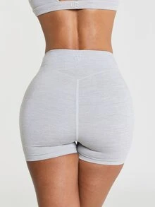 11SKNDS High Rise Cycling Shorts Skin Tight Fit Scrunch Bum Mini Length Stretch Knit Active Booty Short With Sweat-Wicking, Quick-Dry, Tummy Control & Sculpting, For Gym Workout Fitness Yoga Pilates Studio, Running, Training & Hy-Rox - Grey - View 1
