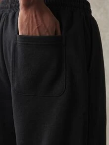 SUMWON Essential Boxy Fit ärmelloses Rundhals-Tanktop Co-Ord Set mit lockeren Kordelzug-Shorts Sommer Lässig Streetwear - Schwarz - Übersicht 8