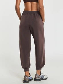 11SKNDS Relaxed Fit Jogger Sweatpants With Elastic Waistband And Ribbed Cuffed Ankles, Side Pockets, Cozy Fleece-Feel Everyday Casual Lounge Pants - Brown - View 2