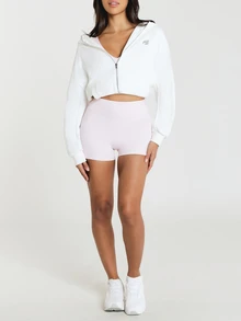 11SKNDS Oversized Full-Zip Hoodie With Hood, Silver Zipper, Drop Shoulder, Centre Pockets, Ribbed Hem, Cozy Fleece Sweatshirt For Fall Winter - White - View 4