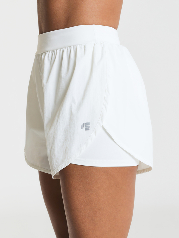 11SKNDS High Waist Running Shorts With Built-In Liner, Lightweight Woven Fabric, Elastic Waistband, Curved Hem, Reflective Logo, Summer Athletic Short Shorts