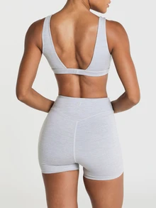 11SKNDS High Rise Cycling Shorts Skin Tight Fit Scrunch Bum Mini Length Stretch Knit Active Booty Short With Sweat-Wicking, Quick-Dry, Tummy Control & Sculpting, For Gym Workout Fitness Yoga Pilates Studio, Running, Training & Hy-Rox - Grey - View 5