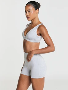 11SKNDS High Rise Cycling Shorts Skin Tight Fit Scrunch Bum Mini Length Stretch Knit Active Booty Short With Sweat-Wicking, Quick-Dry, Tummy Control & Sculpting, For Gym Workout Fitness Yoga Pilates Studio, Running, Training & Hy-Rox - Grey - View 3