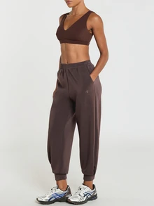 11SKNDS Relaxed Fit Jogger Sweatpants With Elastic Waistband And Ribbed Cuffed Ankles, Side Pockets, Cozy Fleece-Feel Everyday Casual Lounge Pants - Brown - View 3