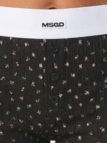 MISSGUIDED 花卉鏤空短版T恤與男孩短褲居家套裝，品牌彈性腰帶睡衣套組 - 黑色 - 查看 6