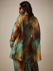 MISSGUIDED Printed Sheer Chiffon Beach Co-Ord Set With Halter Neck Bralette Top And Wide Leg Palazzo Pants Summer Vacation - Multicolor - View 3