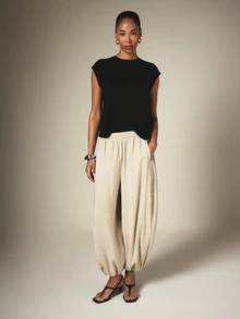 KSTM Sleeveless Cap Sleeve Crew Neck Solid T-Shirt Casual Summer Essential Minimalist Boxy Crop Top - Black - View 3