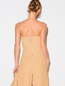 KIZN Strapless Corset Top With Bustier Cups And Back Zip Closure For Evening Occasions - Mustard Yellow - View 2