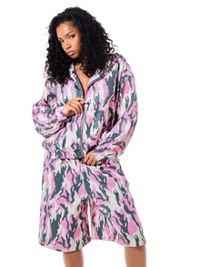SUMWON WOMEN Sudadera con capucha y cremallera completa con estampado de camuflaje, manga larga, estilo casual oversize de calle - Multicolor - Ver 6