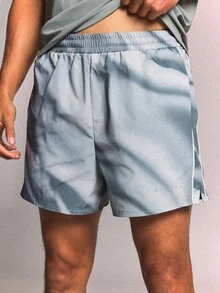 SUMWON Printed Nylon Running Shorts With Side Pockets And Contrast Piping Mid-Thigh Length Summer Active Short - Grey - View 5