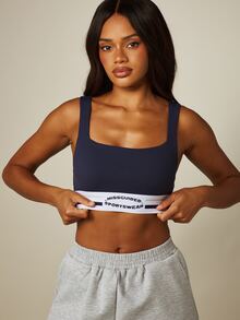 MISSGUIDED 運動品牌彈性腰帶方領短版運動內衣，強力支撐運動內衣 - 寶藍色 - 查看 4