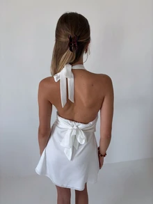 Pimkie Edition Women's Mini Dress, Wrap Style, Sleeveless, Flared Hem, Casual Sexy Elegant Everyday Wear Party Night White Summer - White - View 2