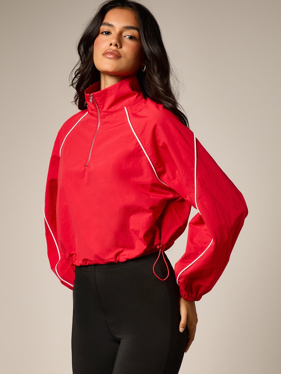 AiiRZ Cropped Half-Zip Jacket With Contrast Piping