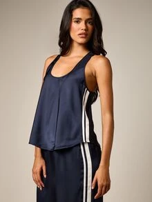 AiiRZ Satin Side Stripe Racerback Tank Top And Wide Leg Trouser Two-Piece Co-Ord Set - Multicolor - View 4
