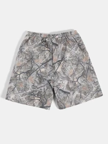 SUMWON Tree Camo Print Elastic Waist Drawstring Board Shorts Summer Beach Vacation Swim Trunks With Side Pockets - Khaki - View 2