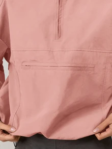 MISSGUIDED Half-Zip Pullover Windbreaker Jacket With Mock Neck, Elastic Cuffs, Oversized Fit And Zip Chest Pocket - Dusty Pink - View 7