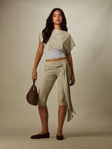 MISSGUIDED Striped Diagonal Print Boat Neck Cap Sleeve Crop Top Casual Relaxed Fit Summer Lounge Tee - Multicolor - View 3
