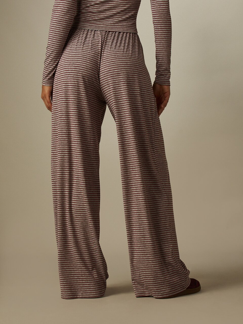 MISSGUIDED Stripe Jersey Wide Leg Drawstring Pants With Elastic Waist Casual Relaxed Fit Full Length Lounge Trousers