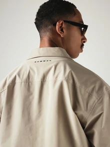 SUMWON Cargo Zip-Up Overshirt Jacket With Dual Chest Pockets Long Sleeve Collared Casual Layering Spring Outerwear Shirt - Camel - View 6