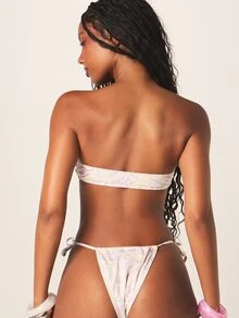 MISSGUIDED Paisley Print Bandeau Bikini Set With Lace-Up Front Detail And Side-Tie String Bottoms For Summer Beach - Multicolor - View 2