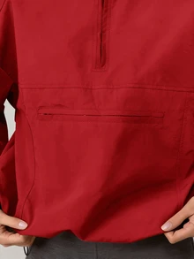 MISSGUIDED Chaqueta cortavientos oversized con media cremallera, puños elásticos y bolsillo delantero con cremallera para otoño - Rojo - Ver 7