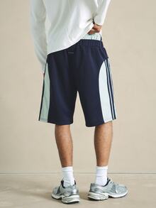 PLAYBOY X SUMWON Sporty Color Block Shorts With Three Stripe Side Panel And Bunny Logo Print - Multicolor - View 5