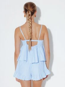 Pimkie Edition Women's Two-Piece Set, Striped, Front-Tie Top, Wide Leg Trousers, Summer Outfit - Blue and White - View 2