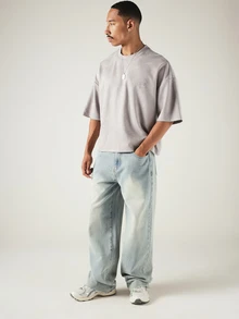 SUMWON Studios Oversized Boxy Crop Tee With Circle Chest Logo And Full Back Graphic Text Print - Grey - View 3