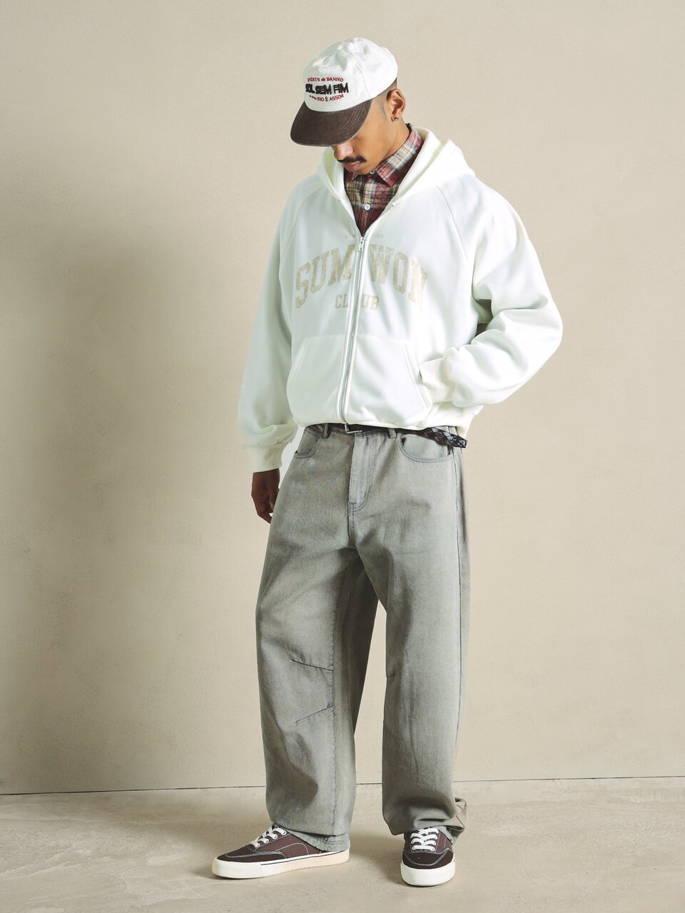 Bluza z kapturem New York Club z pełnym zamkiem, oversize, z logo Varsity Arch, polarowa, casualowy streetwear na jesień i zimę