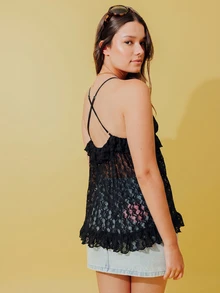Pimkie Edition Women's Tank Top, Cross-Back Straps, Adjustable, Slim Fit, Summer Outfit - Black - View 2
