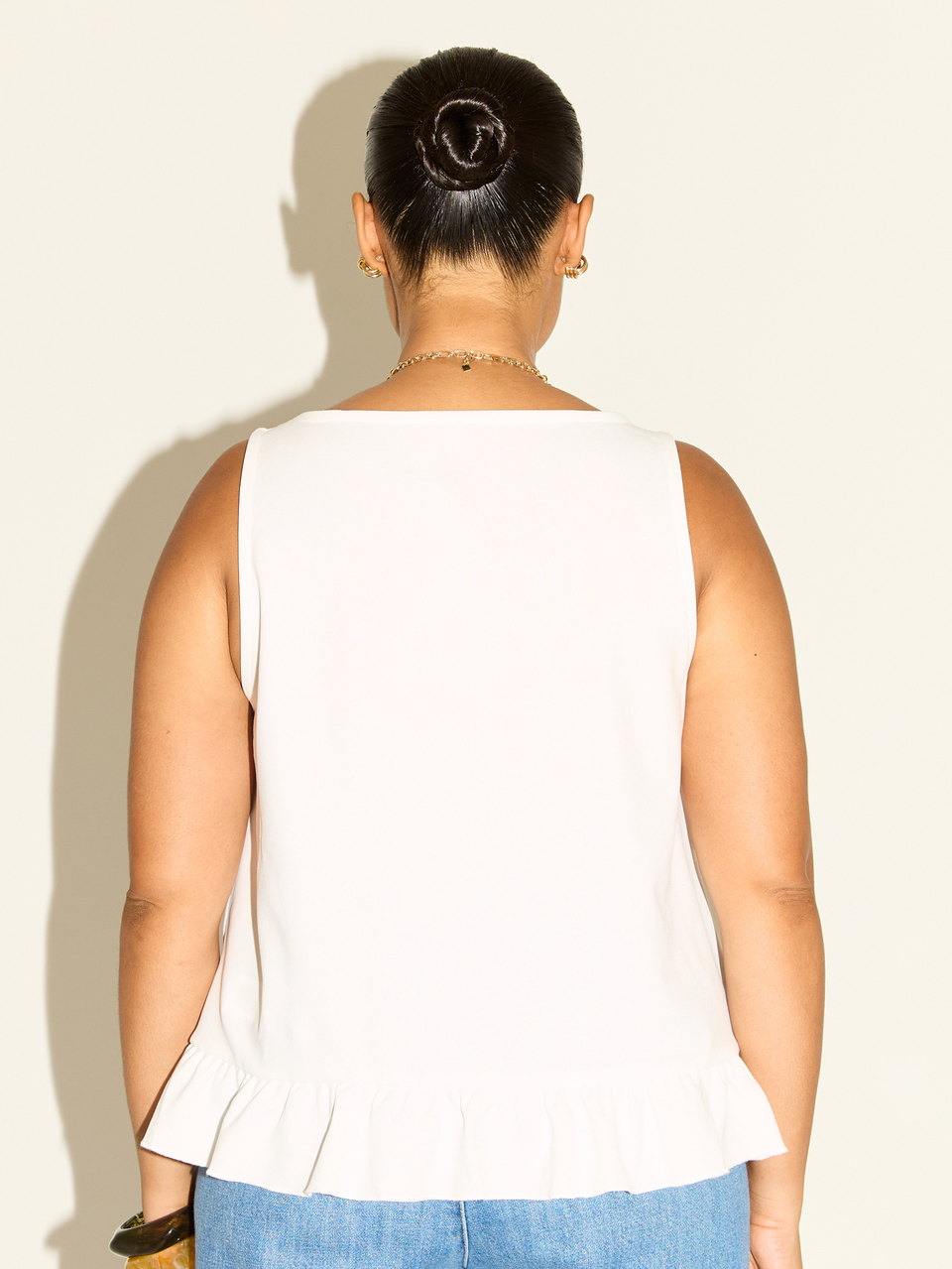Plus Size Sleeveless Peplum Top Minimal Chic Elegant Curve Blouse Wear To Work Flattering Brunch Date Night