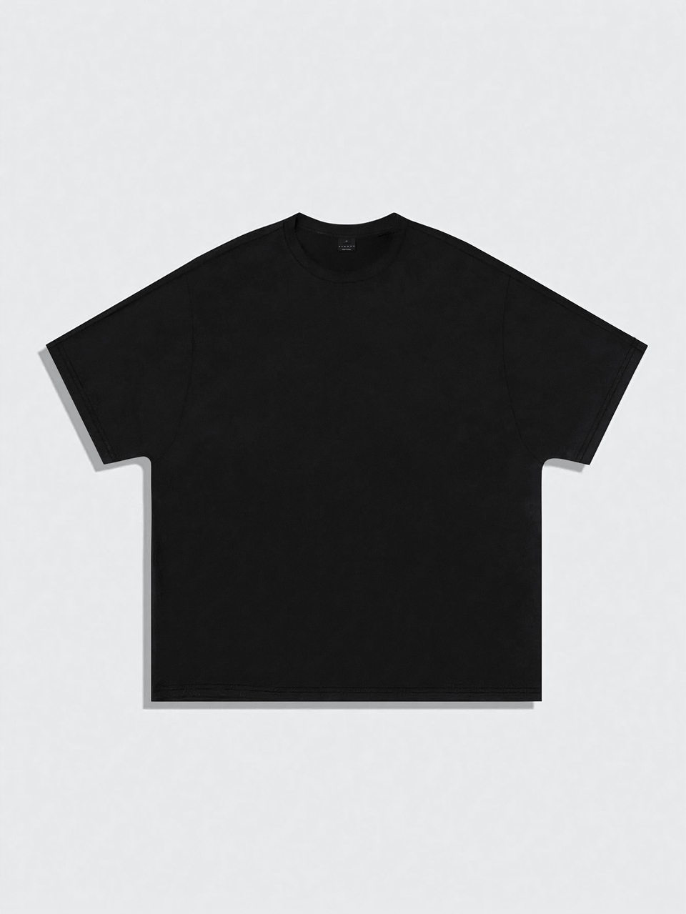 Oversized schwarzes Grafik-T-Shirt mit großem Bogen-Logo-Muster auf dem Rücken, Rundhalsausschnitt, Kurzarm, lässiges Streetwear-Tee