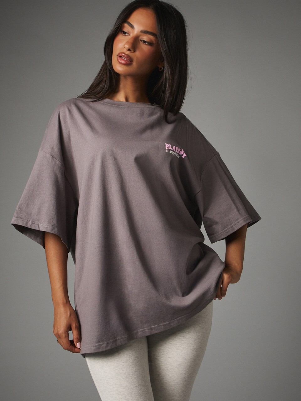 Missguided x Playboy Oversized Longline T-Shirt With Back Graphic Print