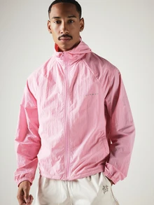 SUMWON Lightweight Hooded Windbreaker Jacket With Full Zip Closure Elastic Cuffs And Side Pockets For Spring And Autumn - Pink - View 4