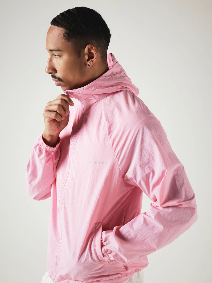 SUMWON Lightweight Hooded Windbreaker Jacket With Full Zip Closure Elastic Cuffs And Side Pockets For Spring And Autumn - Pink - View 1