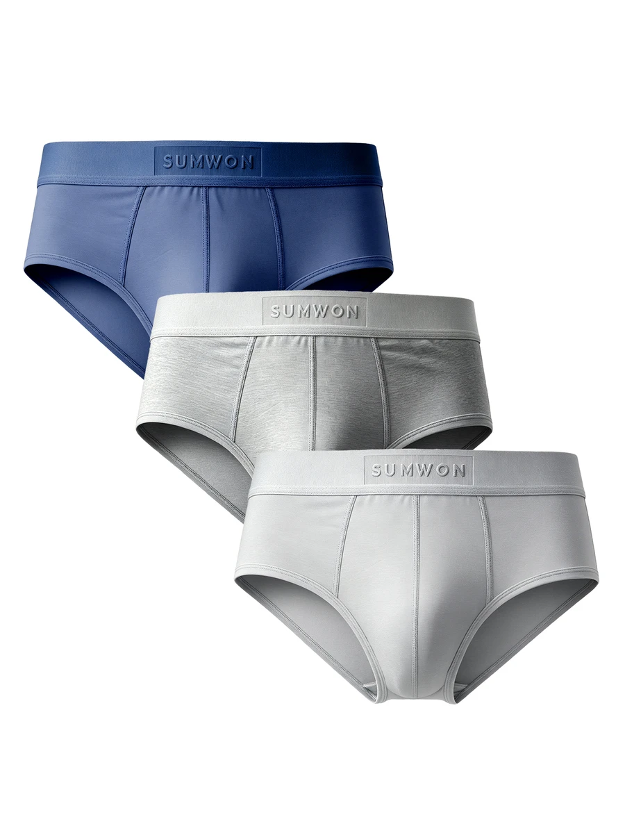 SUMWON 經典三角內褲 3 入裝 日常舒適款 品牌腰帶設計 中腰 多件超值組合 - 彩色 - 查看 1