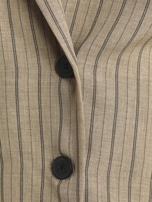 KSTM Oversized Double-Breasted Pinstripe Blazer With Lapel Collar And Button Closure Perfect For Office Spring Workwear - Khaki - View 7