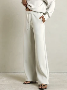 KSTM Wide Leg Drawstring Casual Pants With Elastic Waistband And Side Pockets Full Length Relaxed Fit Lounge Trousers - Mint Green - View 3