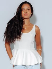 Pimkie Edition Damen Top, Peplum Saum, ärmellos, schmale Passform, lässige Alltagskleidung - Aprikosenfarben - Übersicht 3