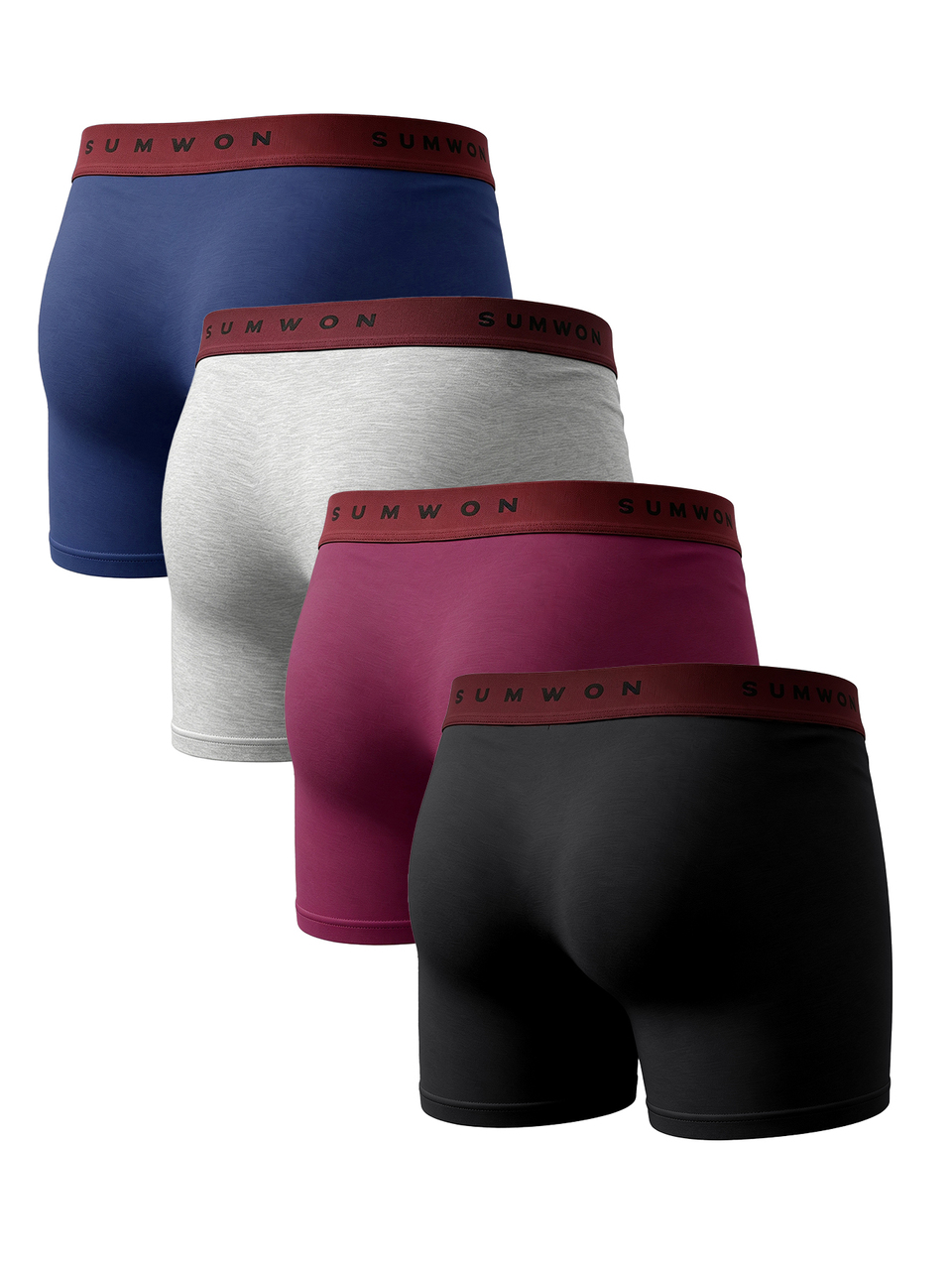 Boxers pour hommes 4 pièces multicolores, sous-vêtements doux avec ceinture marquée, confort quotidien, pack cadeau de vacances