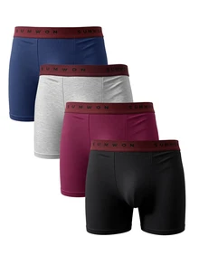 SUMWON Mens Boxer Briefs 4 Pack Multicolor Soft Underwear With Branded Waistband Everyday Comfort Trunks Holiday Gift Pack - Multicolor - View 1
