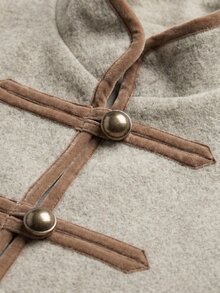 Rouah Women's Stand Collar Military Style Long Sleeve Button Front Jacket - Autumn Jacket, Winter Jacket, Jacket For Summer Nights, Felt Textured Jacket, Military Style Jacket - Apricot - View 5