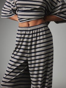MISSGUIDED Oversized Striped Polo Co-Ord Set Wide Leg Trousers Collared Short Sleeve Two-Piece Summer Casual Outfit - Multicolor - View 6